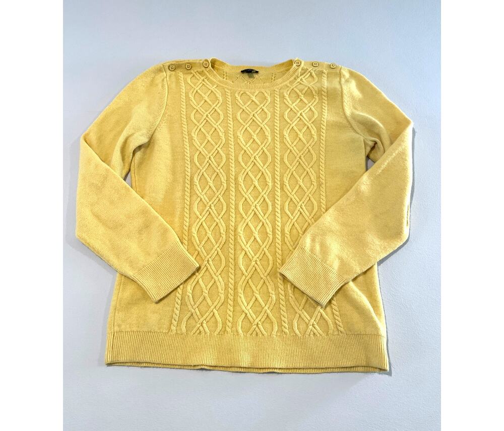 Talbots Petites Cable Knit Sweater Size L Yellow